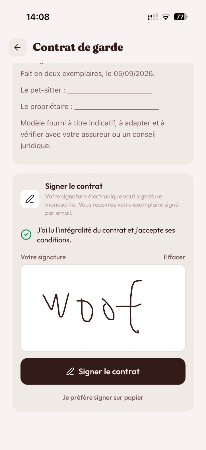 Signer le contrat