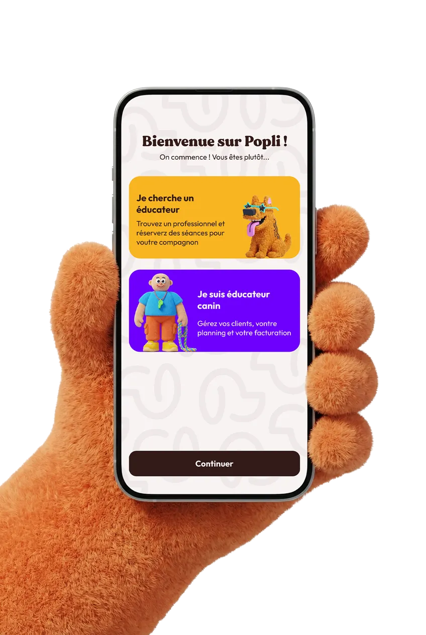 Main tenant un smartphone avec Popli