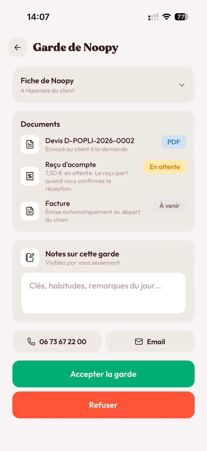 Documents et acceptation