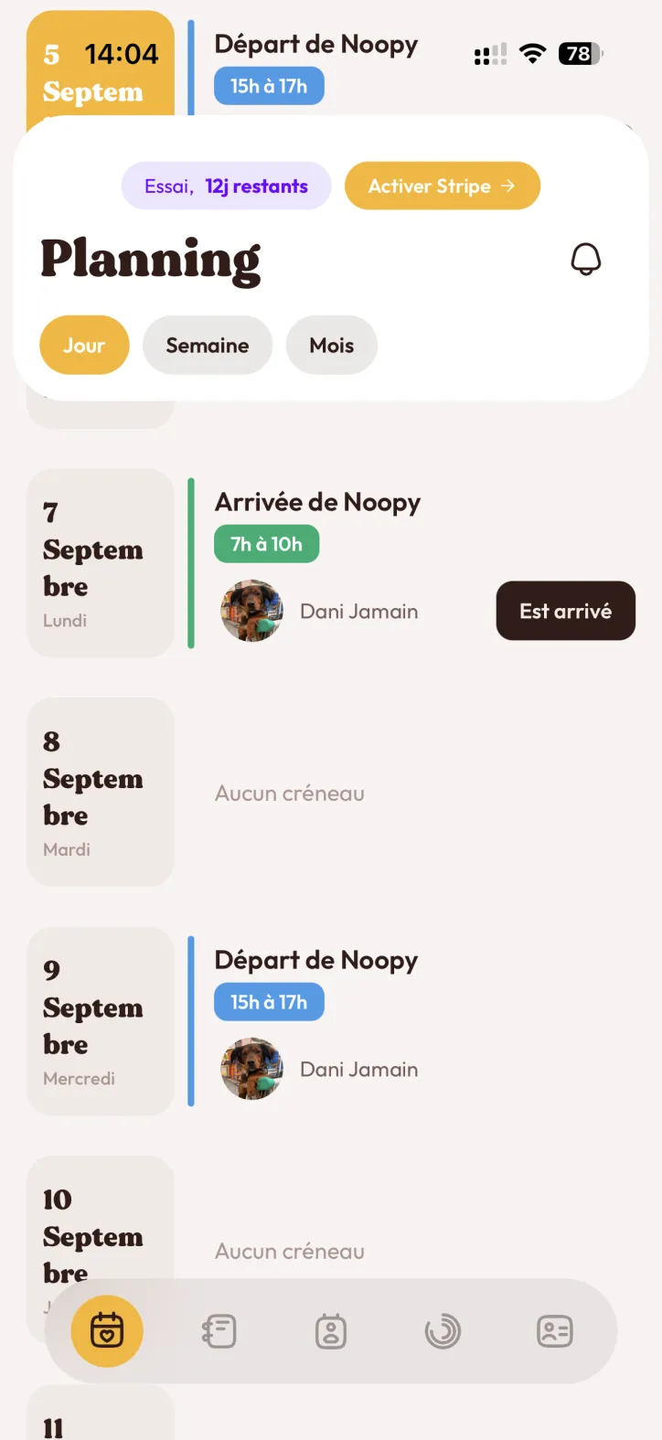 Planning des gardes
