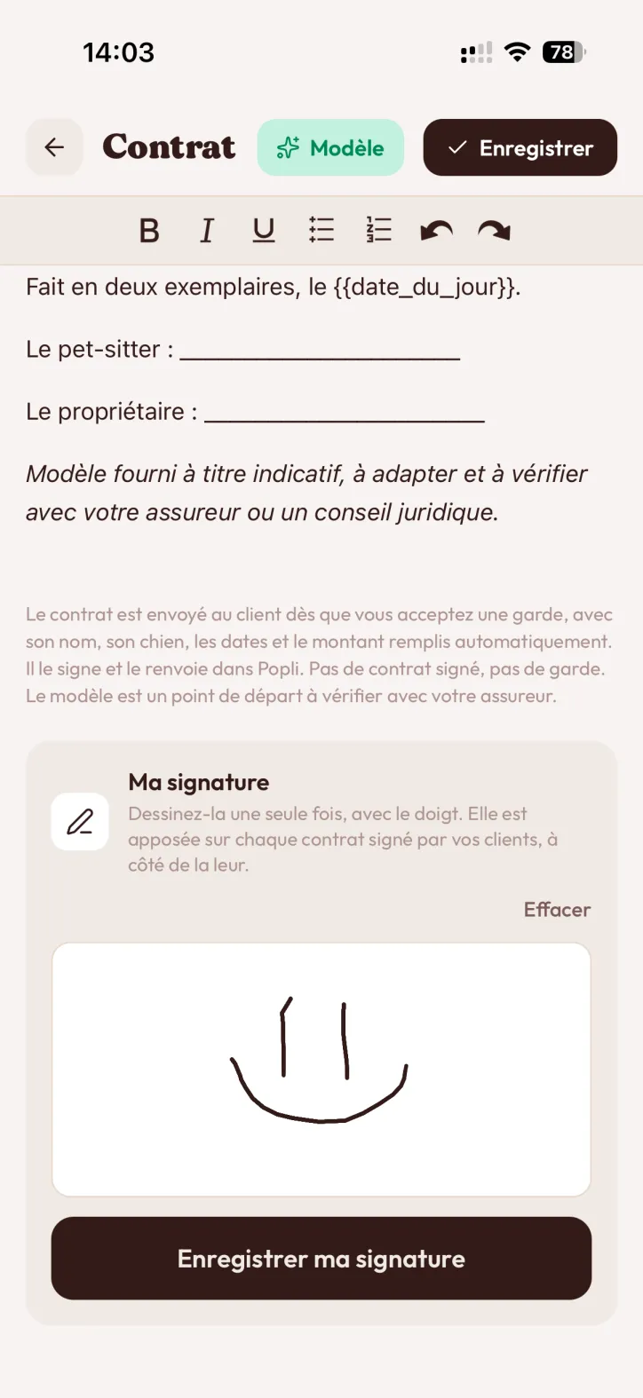 Contrat signé
